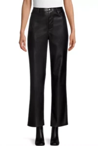NOBO No Boundaries Juniors Size 11 Black Faux Leather Pants Straight Leg Hi Rise - Picture 1 of 7