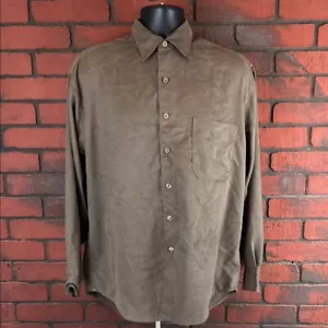 Lord & Taylor Olive Green Suede Button Down Men's Medium - Picture 1 of 7