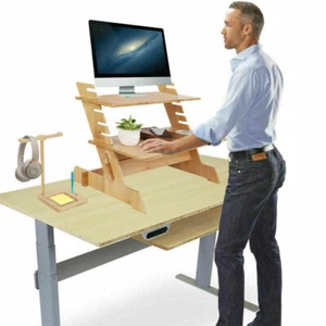 2-Tier Standing Desk Converter 26" Stand up Desk Riser with Laptop Keyboard Tray - Picture 1 of 12