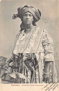 Surinam - Mujer nativa (usando el koto, el vestido tradicional de los afro-s) - Imagen 1 de 2