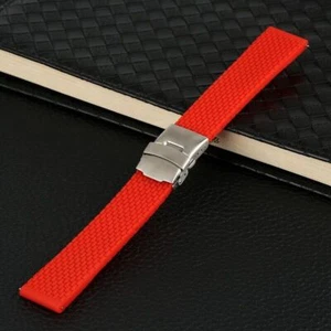Correa de reloj de silicona blanca/azul/roja 18/20/22/24 mm pulsera de goma correa de muñeca - Imagen 1 de 13