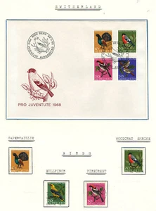 SWITZERLAND  1968 Very FDC & 4 Precancel Mint Stamps Hinged on list.  Birds - Picture 1 of 1