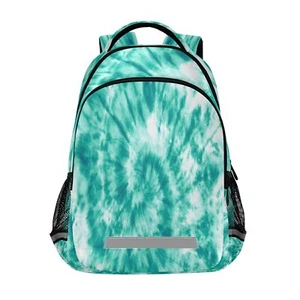 Teal Tie Dye Backpack Travel Laptop Daypack School Book Bag for Teens Kids - Picture 1 of 7