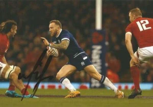 SCOTLAND & SALE SHARKS RUGBY UNION: BYRON McGUIGAN SIGNED 6x4 ACTION PHOTO+COA - Picture 1 of 1