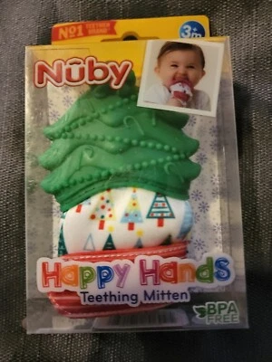 Happy Hands Holiday Christmas Tree Teething Mitten Nuby Bpa Free (T22) - Image 1 of 2