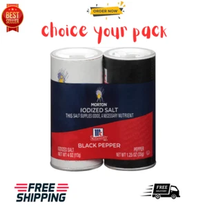 Morton McCormick Iodized Salt & Pepper, Shaker Set, 5.25 Ounce Select Pack - Picture 1 of 11