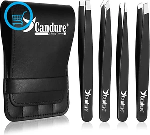 Tweezers for Eyebrows - Professional Stainless Steel Slanted and Pointed Tip Hai - Picture 1 of 12