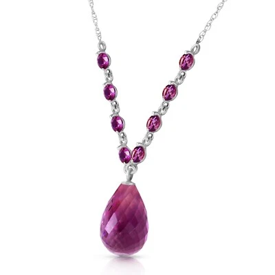 14K. SOLID GOLD NECKLACE WITH NATURAL AMETHYSTS (White Gold) - Image 1 of 4