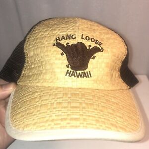 CAP Trucker Straw Hat Hang Loose Hawaii Mesh Adjustable Chocolate Brown