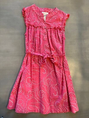 Usado en Excelente Condición Vestido Plisado Peek Rosa Blanco Corazón Remolino Talla M (6/7) Cintura Corbata Foto 1 de 3