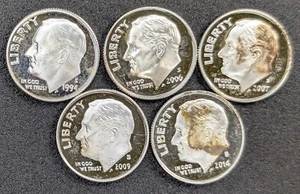 1994-S 2006-S 2007-S 2009-S 2014-S U.S. Mint 10C Roosevelt Silver Proof Dimes - Picture 1 of 2
