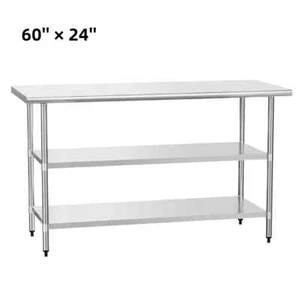 New 24" x 60" Stainless Steel Commercial Kitchen Prep Table 2 Shelves Work Table - Picture 1 of 7