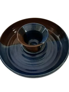 Tazón de cerámica hecho a mano de gres azul marrón firmado Jaime - Imagen 1 de 12
