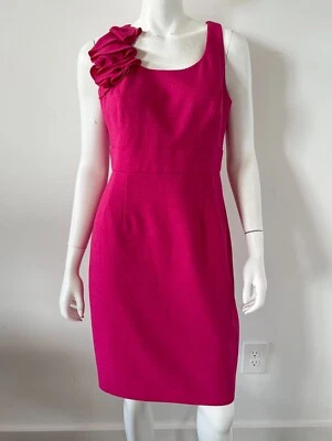 Vestido Vaina Carmen Marc Valvo Roseta Ribete Rosa Talla 8 Foto 1 de 4