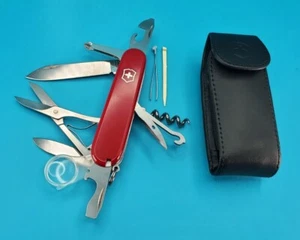 Victorinox Explorer Red Swiss Army Knife w/ Magnifying Glass! With Sheath! MINT! - Picture 1 of 10