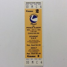 1983-84 SASKATOON BLADES TICKET OCT 5 WENDEL CLARK 2ND EVER JUNIOR GAME WHL