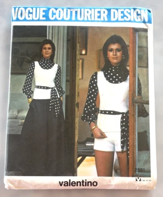 Vtg Vogue Valentino Sewing Pattern 2551 Misses 12 Pants Shorts Tunic Top Skirt - Image 1 of 4