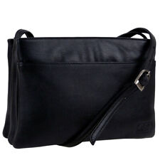 Marc Chantal women's compact 3 section leather black shoulder bag