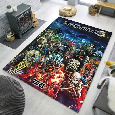 WARNA RUGS Iron Maiden Area Rug, Hard Music Heavy Carpet, Rock N Roll Decor, Music Room