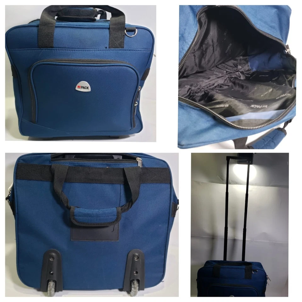 Luggage Carry-on Overnight Trolley Travel Bag Wheeled Rolling Suitcase Blue - Image 1 of 4