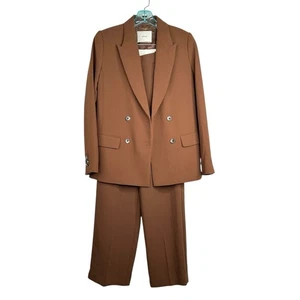 Aritzia Wilfred Set Pantaloni Blazer Doppiopetto Marrone Senza Sforzo Donna 00/0 - Foto 1 di 11