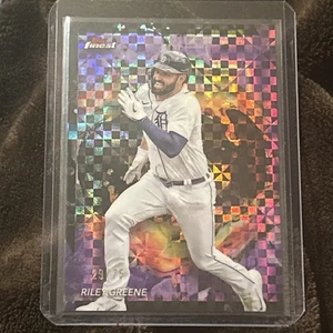 2024 Topps Finest Riley Greene Rare Purple Checkboard Refractor /75 Tigers NM+ - Picture 1 of 9