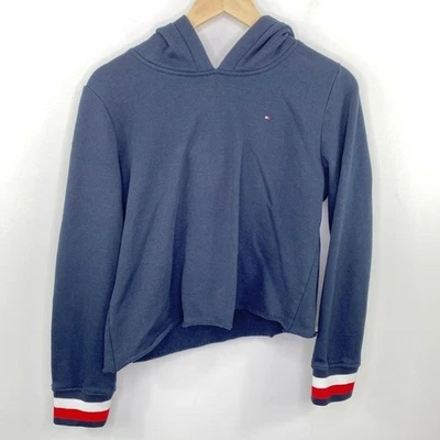 Tommy Hilfiger Azul Marino Recortado Corte Pullover Sudadera con Capucha Para Mujer Talla Mediana M Foto 1 de 4