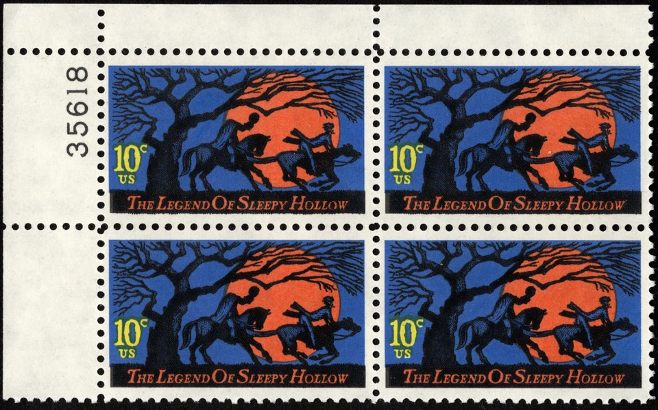 US Stamp Scott # 1548 Plate Block Mint NH 10 Cents Legend of Sleepy Hollow Issue - Image 1 of 1