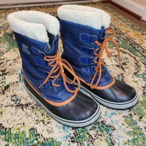 Sorel isolierte blau & orange Schnürstiefel Winter Schnee Größe Damen 8 - Bild 1 von 9