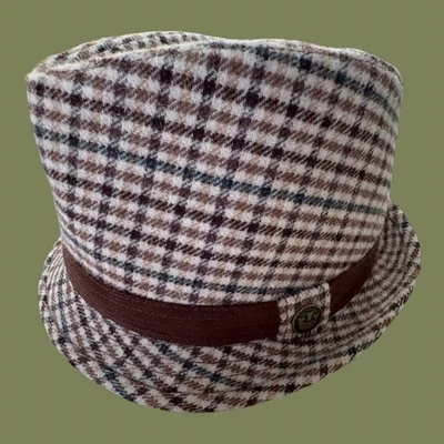 Goorin Bros Men Size Large Fedora Hat Brown Check Wool Polyester Jazz Excellent - Image 1 of 4