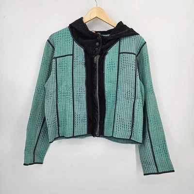 Chaqueta acolchada Free People One Tavi con capucha cremallera completa talla XS verde menta y negra Foto 1 de 4