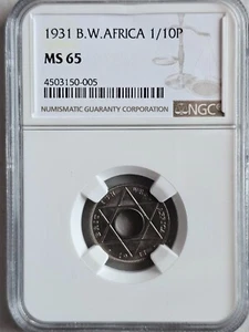 British West Africa 1/10 Penny 1931 NGC MS 65 - Picture 1 of 2
