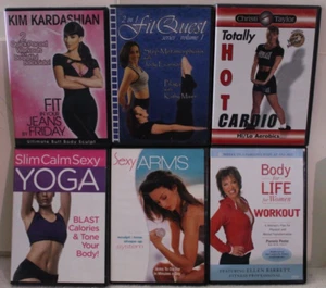 6 workout DVD lot Sexy Arms slim calm yoga body for life women Kim Kardashian - Imagen 1 de 9