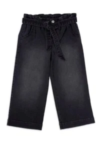 Wonder Nation Girls Denim Cropped Belted Wide Leg Jean Black Size XL 14-16 Plus - Picture 1 of 4