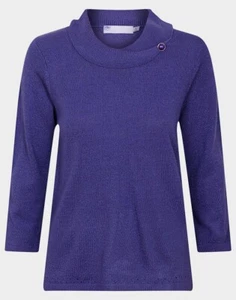 Edinburgh Woolen Mill Womens Knit Jumper Purple EWM 3/4 Sleeve - Picture 1 of 6