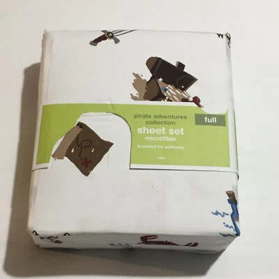Juego de sábanas de microfibra tamaño completo, pirata (sábana plana, sábana ajustable, 2 fundas de almohada) Foto 1 de 3