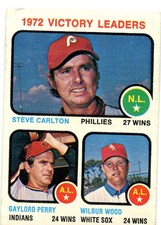 1973 Topps #66 Victory Leaders Steve Carlton Gaylord Perry Wilbur Wood - EX