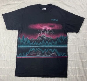 VTG 90s Single Stitch T Shirt Men's Medium Wisconsin All Over Graphic Oneita Tee - Picture 1 of 8