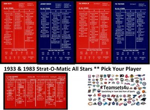 1933 & 1983 Strat-O-Matic All Stars ** Pick Your Player **