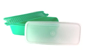 Tupperware # 782-7 Jadeitgrün Sellerie Gemüsebehälter 3-teiliges Set Vintage - Bild 1 von 6