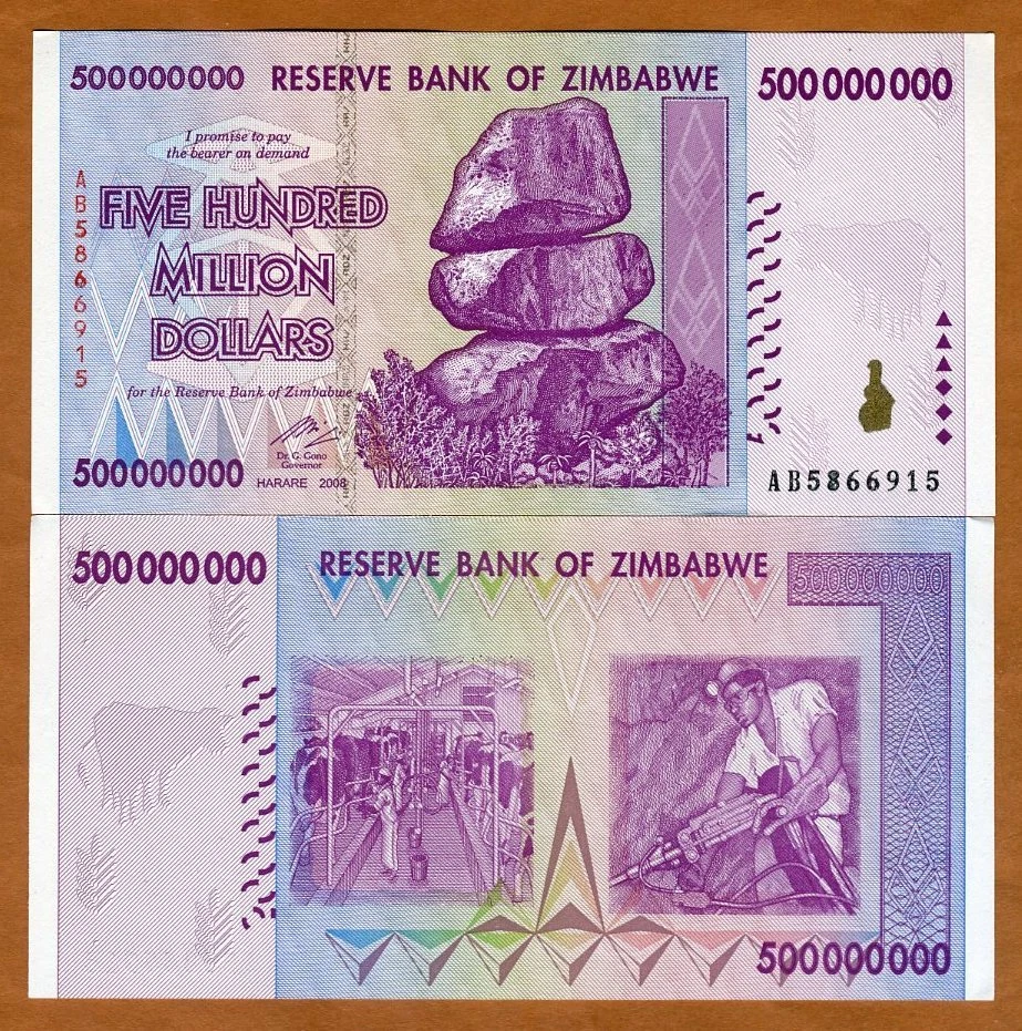 Zimbabwe, 500 million (500,000,000), 2008, AB-Prefix, P-82, UNC - Image 1 of 1