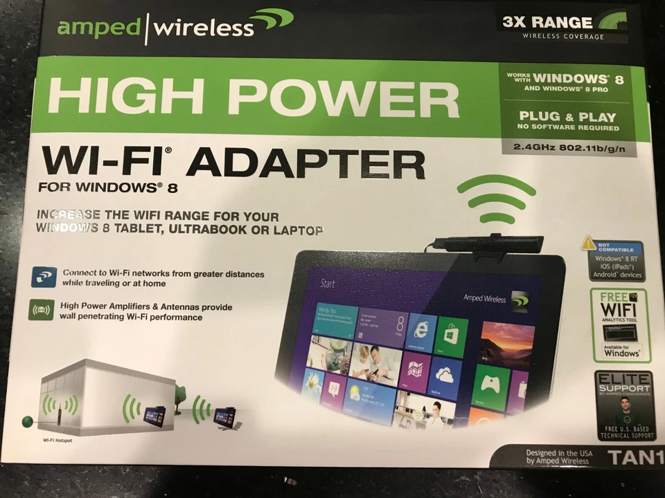 Amped Wireless High Power Wi-Fi Adapter for Windows 8 (TAN1) - Image 1 of 4