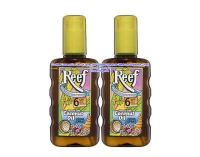 2 x Spray de aceite bronceador de coco de arrecife FPS 6 amplio espectro baja protección 220 ml Foto 1 de 4