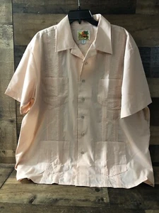 The Genuine Haband Guayabera Mauve Snap Button Up Shirt Men’s X-LARGE - Picture 1 of 11