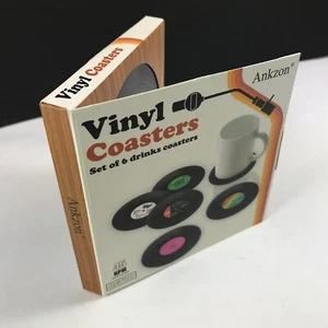 Ankzon NEW Set of 6 Drinks Coasters Vinyl LP 45 RPM Retro  Unused - Picture 1 of 4