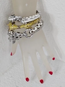 GIRRAFFE metal bracelets (3) yellow, gray, and white in great preowned condition - Picture 1 of 11