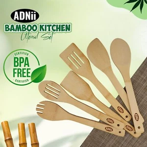 Holzlöffel zum Kochen, Bambus Küchenutensilien Holzlöffel Set 6 Stück - Bild 1 von 6