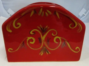 Chris Madden BELLETTO PORTA SERVILLETAS ROJO, Amarillo, Marrón Pergaminos NUEVO Retirado - Imagen 1 de 3