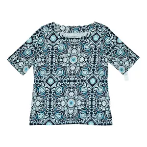 Neu mit Etikett Talbots Damen-Blumenmuster mit Jakobsmuschelausschnitt Größe M 100 % Pima Baumwolle unverbindliche Preisempfehlung des Herstellers 44 $ - Bild 1 von 4
