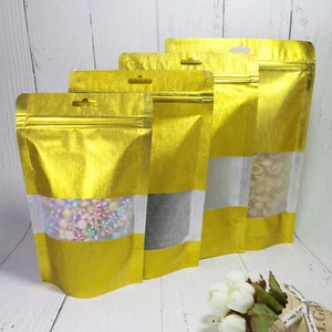 25/50/100 Shimmery Gold Rice Texture Paper Stand Up Resealable Zipper Seal Bags - Picture 1 of 10